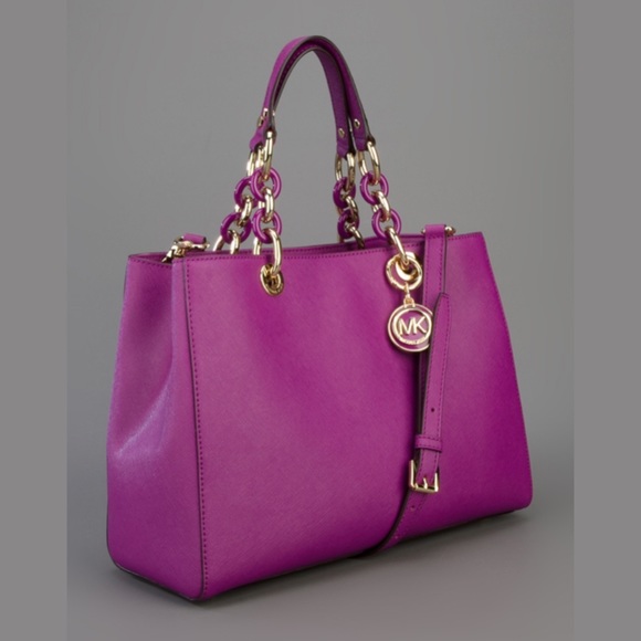 Michael Kors Saffiano Leather Cynthia Satchel - Picture 8 of 16